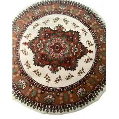 MROTTO - Alfombra Alfodia REDONDA Beige150x150 Cm Antideslizante Estilo Persa