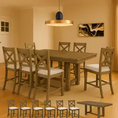 MSA MUEBLES SANTA ANA - Juego de Comedor Alto 8 Taburetes Mortimer (8 Puestos)