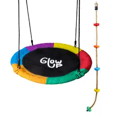 GLOWUP - Pack Columpio Hamaca Redonda + Escalador Multicolor