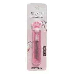 GENERICO - Corta Carton Cutter Gatito Kawaii Cute Patita De Gatito - Rosa