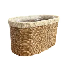 OEM - Cesto Macetero Canasto Organizador Tejido Bambu Ovalado Pequeño B