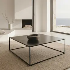 LIVING MARKET - Mesa de centro metálica Grub Negra 100x100x35 Hecho a Mano