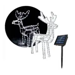 GENERICO - Reno Navidad Decoracion - Ciervo Navideño Luz LED SOLAR Blanca 120cm