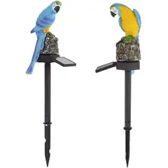 GENERICO - X2 Pack Ave Pajaro Guacamayo Led Estaca Solar 43cm