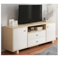 HOMER DESIGN - Rack Tv 120x30x58cm 2 Tiras 2 Puerta Melamina