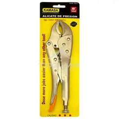 KAMASA - Alicate Caimán De Presión Boca Curva 10 Profesional