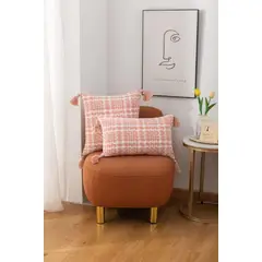 GENERICO - Funda Decorativa De Cojin Con Detalles Tejidos Croche Rosa.