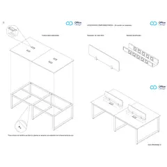 GENERICO - Escritorio Bench 4 Puestos - Modelo Square