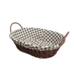 GENERICO - Cesta Panera Tejida Cesta De Pan Ovalada 25x8cm
