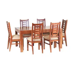 MUEBLES AMERICA - Comedor Nacional Rayenco 6 Sillas Color Raulí Tapiz Canela