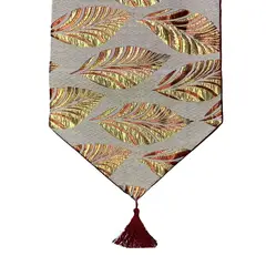 ELIZABETH PEPER - Camino De Mesa Con Diseño Rojo con Dorado 180x33 cm