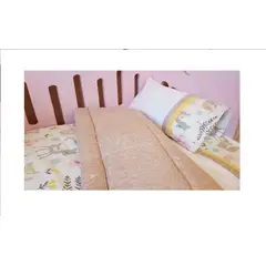 GENERICO - Set cuna Colecho 90x55 cm - Animalitos bosque - Beige jaspeado