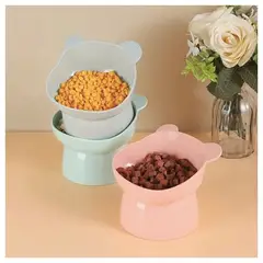 GENERICO - Cuenco Bowl Plato Inclinado Elevado Perro Gatos Mascota Rosa