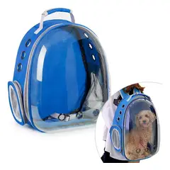 GENERICO - Mochila Bolso Transporte Transparente Mascotas Perros Gatos Azul