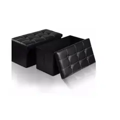 GENERICO - Puff Baúl Organizador Rectangular negro sw019.