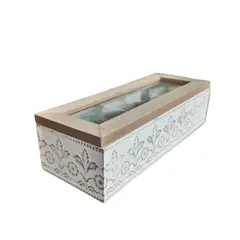 GENERICO - Caja De Té Mediana De Madera 3 Espacios Con Diseños