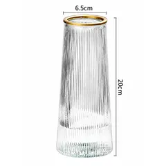 OEM - Florero Jarron Decorativo Vidrio Clasico Lineas 22cm G - Blanco - 1