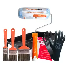CONDOR - Set Para Pintar Rodillo Cortagota Microfibra CondorMax® + Brochas Y Más - 7 Pcs 1 Condor®