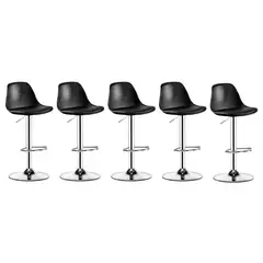 GLOBAL LATIN GROUP - Pack 5 Silla Piso bar Eame de Altura Regulable con Respaldo - Negro