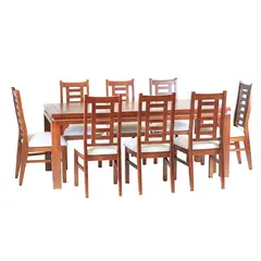 MUEBLES AMERICA - Comedor Nacional Leyda 8 sillas Color Raulí Tapiz Crudo