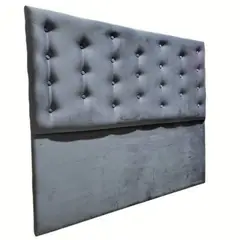 GENERICO - Respaldo Capitoné al piso FELPA GRIS OSCURO KING