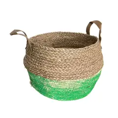 OEM - Macetero Cesto Canasto Maceta De Mimbre Grande Verde