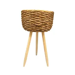 OEM - Macetero De Mimbre Porta Maceta Rustica Madera Grande