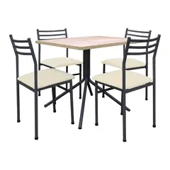 FUTONES Y MUEBLES - Comedor metálico 4 sillas Summer Grafito/Crudo.