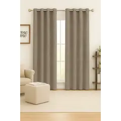 CLEMS CORTINAS - Pack 2 Cortina Blackout Flores Café Claro 135X225