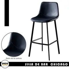 GENERICO - Silla de Bar Chicago 63 cm Negro Por 4 unidades