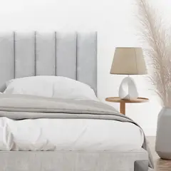 GENERICO - Respaldo de cama Tubular al piso FELPA GRIS PERLADO KING