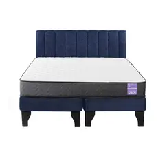 5 SUEÑO - Cama Europea King Respaldo Tubular Negro Azul