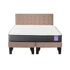 5 SUEÑO - Cama Europea King Respaldo Capitoné Negro Beige