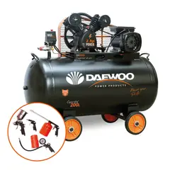 DAEWOO - Compresor De Aire 200L 3hp 8bar 115psi + Kit 5 Piezas