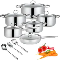 U BUY - Juego utensilios cocina fondo grueso ollas para 15 piezas