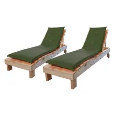 CHILENA CASAGRANDE - REPOSERA TERRAZA Y MESA MADERA / COJIN VERDE