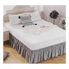 GENERICO - Faldon Para Cama 2.5 Plazas (king) Elasticado Gris