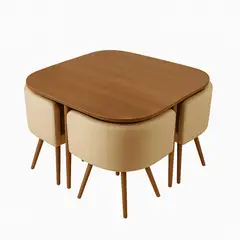 VINCENZI - Juego de Comedor con 4 sillas Beige -