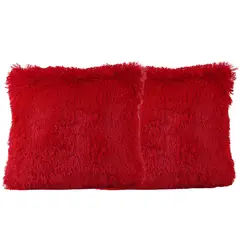 GENERICO - Pack 2 Funda Peluda Decorativa Rojo