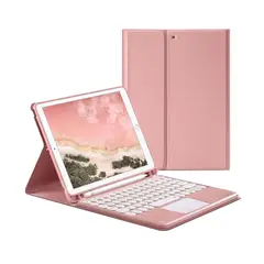 LINKON - Carcasa Funda Teclado Para iPad Tablet +Pad - Rosa - 10,9"