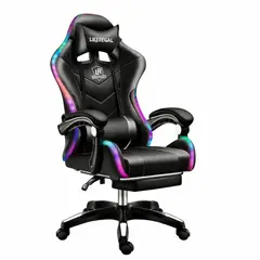 GENERICO - Silla Gamer Luz Rgb Parlante Reposapiés Masajeador Lumbar Variedad de Colores