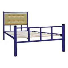 FUTONES Y MUEBLES - Cama Casual 1 Plaza Azul/Camel
