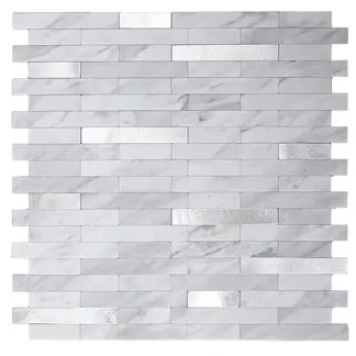 MERCAR RAY - Caja 8 Mosaicos autoadhesivo aluminio 30,6 cm x 29,7 cm Salpicadero