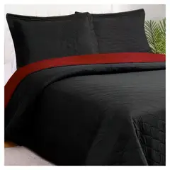 MASEL - Quilt Bicolor 1,5 plazas Negro - Rojo 180x250