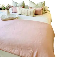 ANTONIA PAZ - Set Piecera Lino palo rosa 80 X 160 cm + 1 cojín