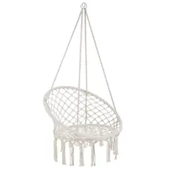 GENERICO - Silla Hamaca Colgante Columpio Terraza Beige tejida