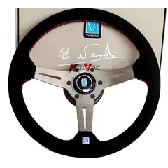 GENERICO - Volante Deportivo Nardi GRIS Gamuza Semi Concavo Karvas