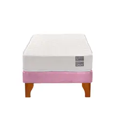 5 SUEÑO - Cama Europea 1 Plaza Luna 90x190 cm Base Colchón Madera Rosado