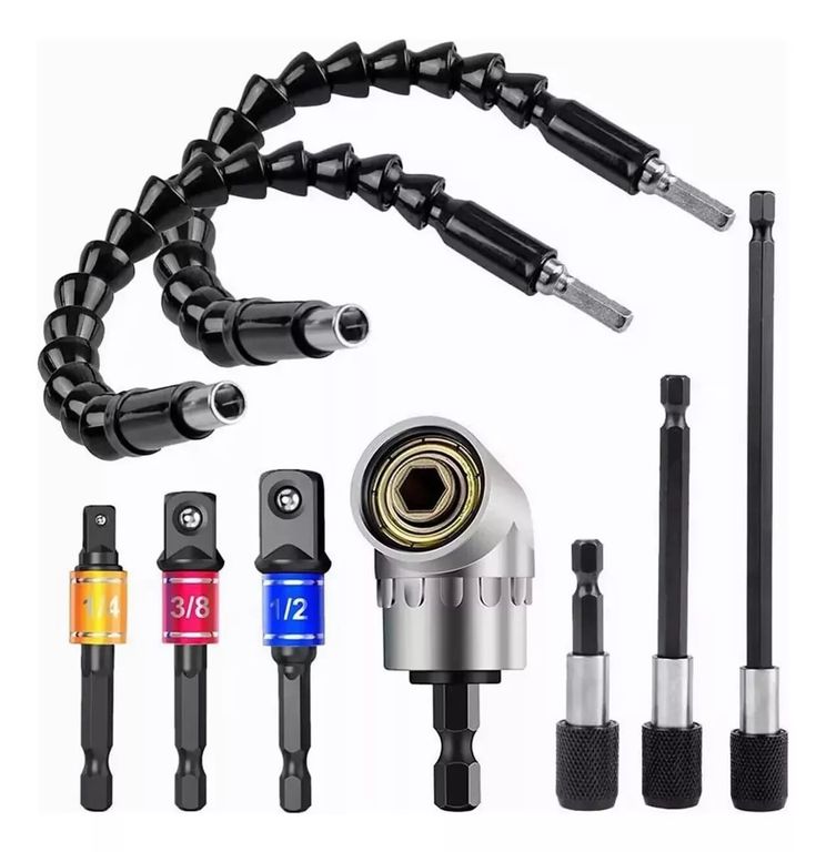 9pcs Extension Flexible Atornillador Dado Angulo Herramienta