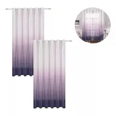 GENERICO - Cortina Velo 2 Paño Liso Visillos Cortina Tela 140x220 10176 Violeta